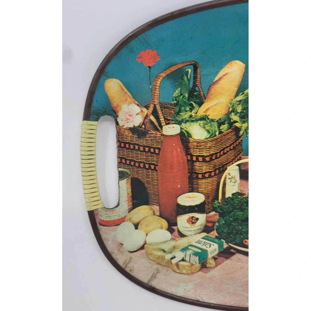 VTG MCM Fiberglass Serving Tray Whimsical Picnic Kitschy Salem Cigarettes